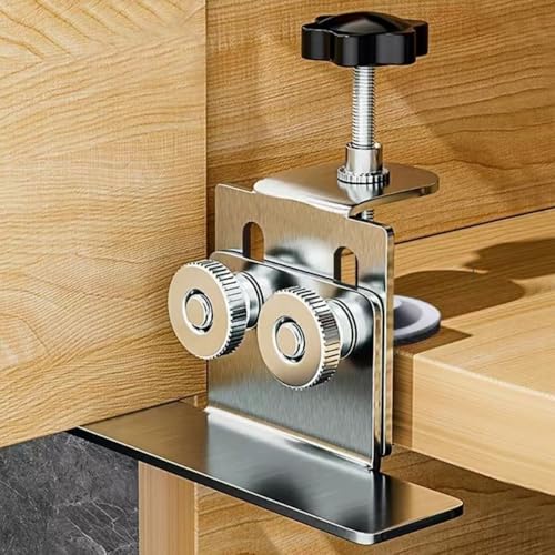 Image of Cabinet Door Installation Positioner, Quick-Install Cabinet Door Installation Tool Mounting Jig for Most Cabinet Doors Attaching Hinges, Adjustable Stainless Door Installation Clamp