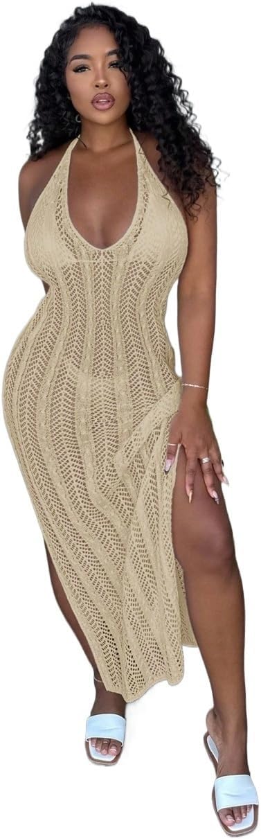 Women Backless Beach Cover Up Dress, For Summer Swimming Pool cover ups for swimwear