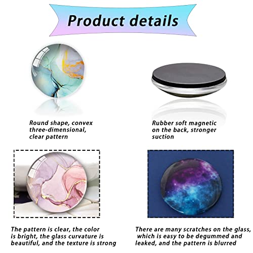 Glass Strong Magnetic Fridge Magnets, Round Funny Marbling Crystal Kitchen Magnets Decorations For Office Whiteboard, Cabinet, Dishwasher, Locker (12Pcs) (Water Ripple) #TOP4