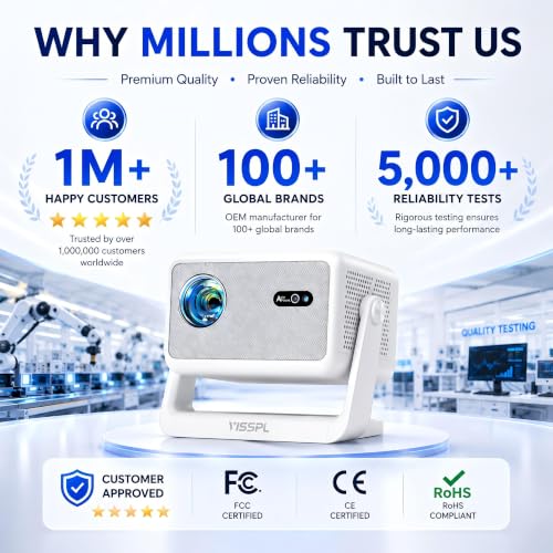 Image of [Now with Netflix & 3500ANSI] 4K Smart Projector with WiFi and Bluetooth, Auto Focus & Keystone Mini Projector with Stand, Outdoor Home Theater Small Proyector for bedroom(white)