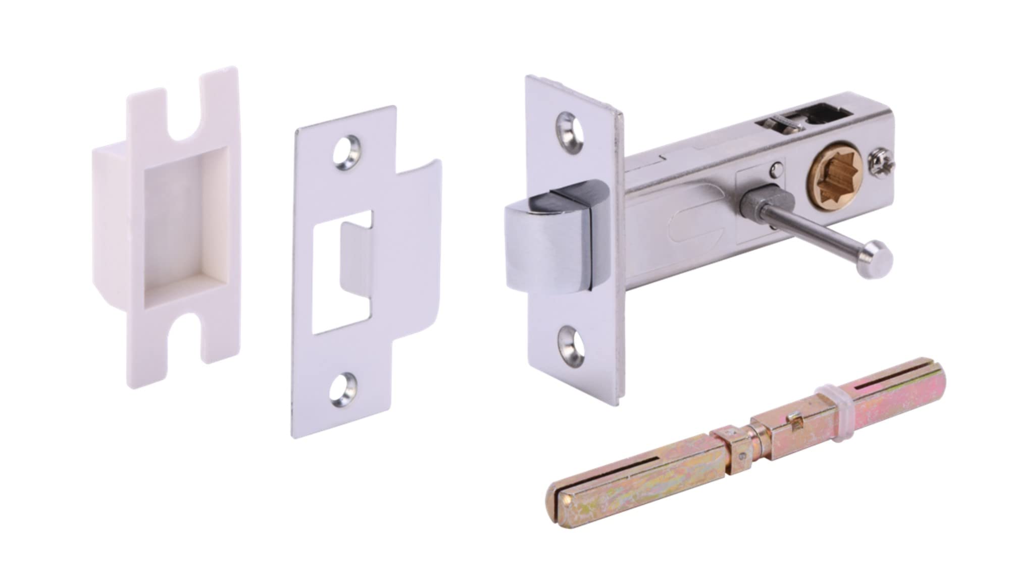 HANDLEZONE® 76mm Privacy Latch, Premium Tubular Latch, Catch for Internal Timber Doors - Polished Chrome