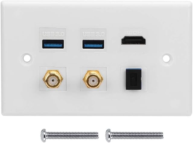 Cafopgrill American Standard HDMI Socket Wall Plate 2 USB3.0 + HDMI + Optical + 2 F Head Interface for Wall Plate for Building Hotel Office