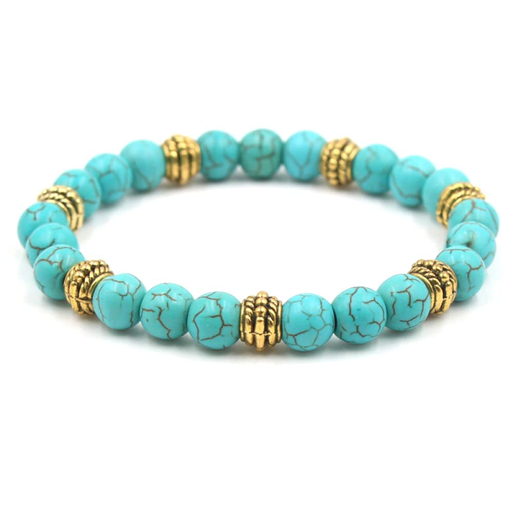 Bracciale 7 Chakra In Pietre Naturali – Turchese E Albero Della Vita – Elastico Regolabile – Gioiello Boho Donna