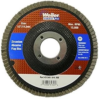 Weiler 804-31345 Vortec Pro Type 29 Flap Disc, Zirconia Alumina, 60 Grit, 7/8", 13000 rpm, 4-1/2"