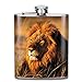 Produktbild African Lion Sun Portable Leather Stainless Steel Hip Flask Alcohol Whiskey Liquor Wine Pot Flagon Pocket Bottle - 7 oz
