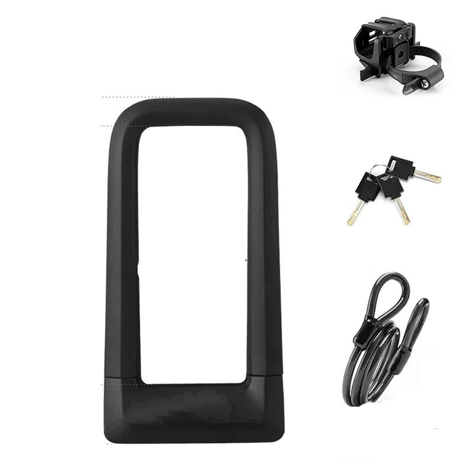 Motorcycle Handlebar Lock Bike Lock Silicone U-Shaped Resistant to Hydraulic Shear Motorcycle Anti-Theft Motorbike Lock Security(Black with Cable)