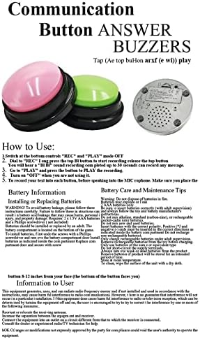 Duffire Dog Buttons for Communication and Training, 4Pack Recordable Dog Buttons Pet Command Buzzer, with 25 Stickers, 30 Second Record