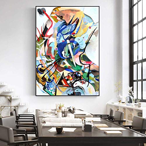 Yishui Art Wassily Kandinsky Abstrakte Leinwandmalerei Berühmte Kunstwerke Poster und Drucke Wandkunst Bilder für Wohnzimmer Wohnkultur 80 x 110 cm (31 x 43 Zoll) mit Rahmen Cover