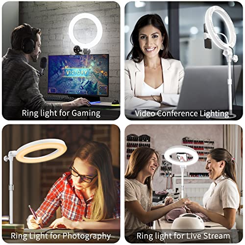 Video Conference Lighting For Laptop Computer, 10.5'' Selfie Ring Light With Stand And Phone Holder For Remote Working, Zoom Meeting Calls, Webcam Lighting, Live Streaming, Video Recording (White) #TOP1