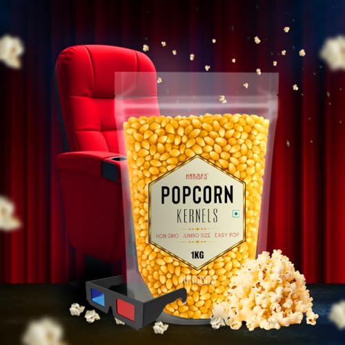 Image of HARIBAS Popcorn Kernels 1kg | Raw Maize for Popcorn | Butterfly Corn High Expansion | Ready to Cook Snack | Homemade Healthy Popcorn | Non-GMO