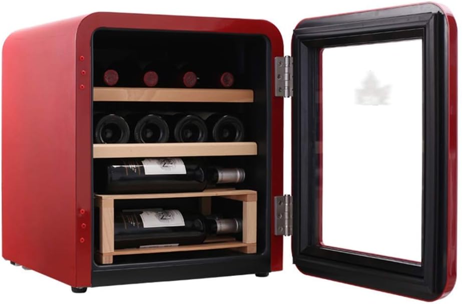 Retro Refrigerator Single Door Refrigerator Ice Bar Constant Temperature Wine Cabinet Wine Cooler, 44*47.5*50cm, Red