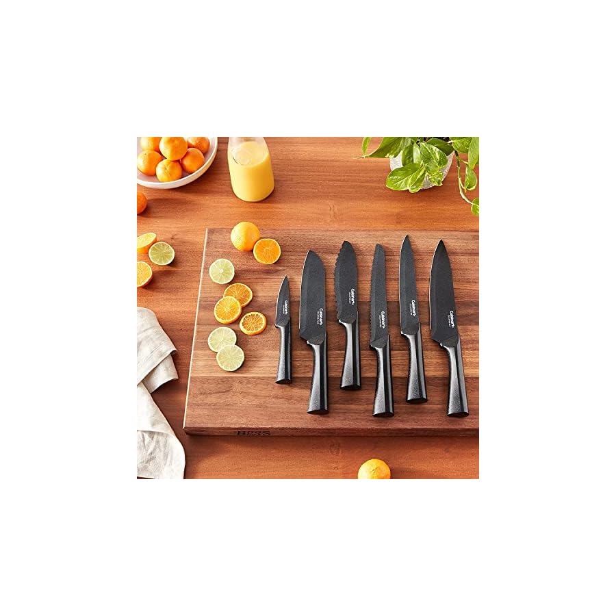 CUISINART Cutlery Knife Set, 12pc Metallic Cutlery Knife Set with Blade Guard , Lightweight, Stainless Steel, Durable & Dishwasher Safe, C55-12PMB,Black