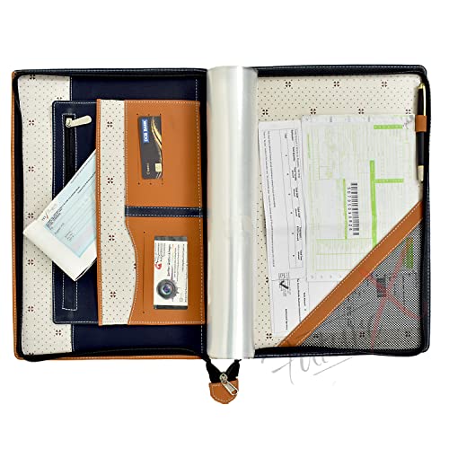 Image of FUTURE X 20 Leaf Multipurpose Leatherette Professional File Folders for Certificates, Documents Holder, Portfolio, Executive File Legal Size Documents Holder for Men and Women (Blue Orange)