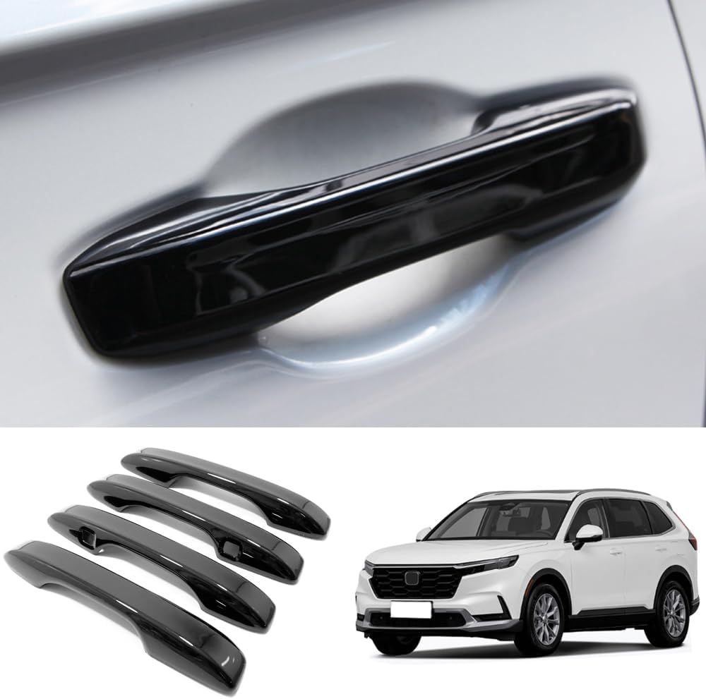 Car Accessories Exterior Door Handle Cover Trim with Smart Holes Compatible with Honda CR-V CRV 2023 2024 2025 2026 (Glossy Black) 4PCS ABS