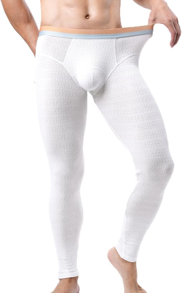 Men Cotton Thermal Bottoms Breathable Underwear Long Johns Base Layer Thin Tights Leggings Pants - Image 4