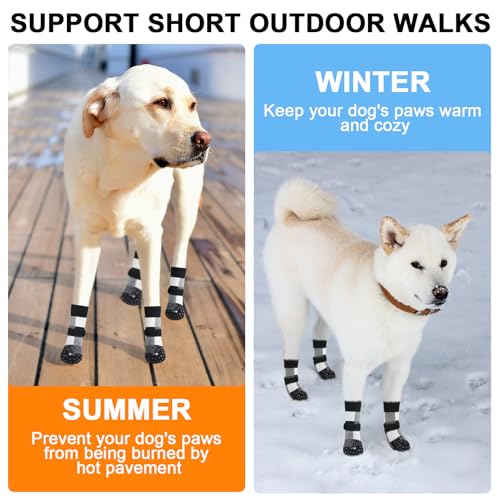 BEAUTYZOO Non Slip Dog Socks to Prevent Licking Paws, Dog Shoes Booties for Hardwood Floors Anti Slip-Thick Grip Works Even When Twisted-Paw Protector for Cold Pavement Small Medium Large Senior Dogs