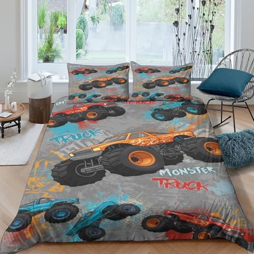 Linge de lit hypoallergénique housse couette 3D 220x240cm microfibre 3 pièces camion