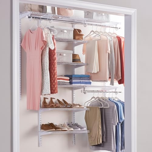 Rubbermaid Configurations Deluxe Custom Closet Kit 3-6 Ft. Adjustable Metal Wire Shelving White Finish Expandable Organization System Hardware Included for Home Closet/Pantry/Laundry/Mudroom by Rubbermaid - Image 6
