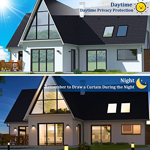 One Way Window Privacy Film See Out Not In Sun Blocking Window Tinting Film For Home Reflective Heat Blocker Window Tint Non-Adhesive Static Cling Glass Door Covering(17.5 X 78.7 Inch) #TOP7