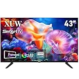 XUW 43 inch Full HD Smart TV, D-LED backlight Television, Borderless Design,HDMI USB DVB-T2/S2 RJ45 Interface, large screen for living room, bedroom, home entertainment - Black