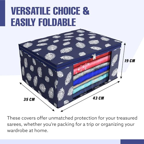 Image of Kuber Industries Saree Covers With Zip|Saree Covers For Storage|Saree Packing Covers For Wedding|Pack of 9 (Black & White)