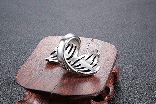 HIJONES Unisex Stainless Steel Gothic Punk Double Skull Skeleton Claws Ring Silver3