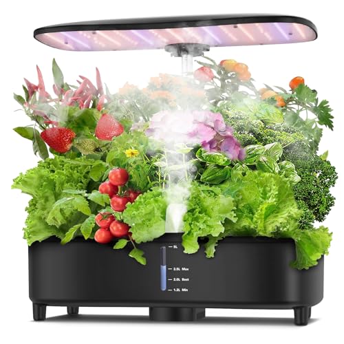 Sonidko Hydroponik Anzuchtsystem Set mit Zerstäubungstechnologie, Indoor-Garten-Set mit 48W LED-Wachstumslampe, Leiser Wasserpumpe, Auto-Timer, Höhenverstellbar, 5L Großer Tank, Pflanzenkeimungs-Set