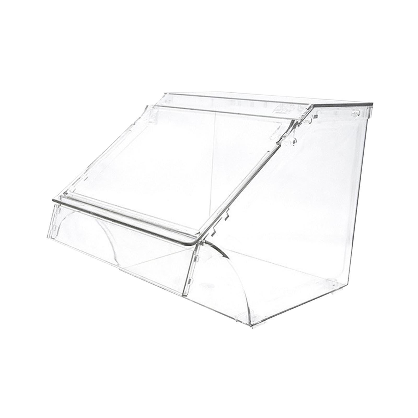 Contenedor de Pan Organizador de Productos Secos Recipiente Transparente Apilable con Tapa Frontal Fácil Acceso Vitrina para Panadería Estante de Supe, 24cmx20cmx24cm