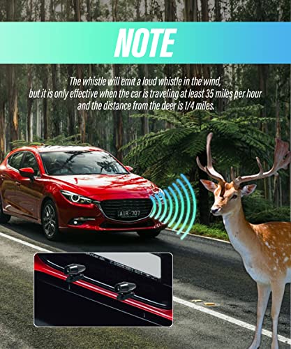 ESEWALAS 4 Packs Save Deer Whistles Repellent Devices,Deer Warning Whistle for Car with Extra Tapes,Save A Deer Whistles Avoids Collisions,Car Deer Warning Devices,Animal Alert (Black)