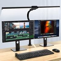 FOMYHEARD Lampara LED Escritorio, 24W 80CM Doble Cabeza Lampara Escritorio de Regulable con Abrazadera, 5 Temperaturas Color y 5 Niveles de Brillo, para Trabajo, Estudio, Estudiar, Oficina