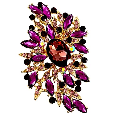 Image of SELOVO Big Large Leaf Brooches and Pins Scarf Decoration Gold Tone