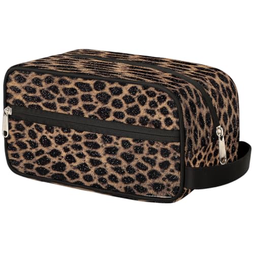DXTKWL Makeup Bag Retro Leopard Print Travel Toiletry Make Up Bag Cosmetic Wash Bags Pouch Dopp Kit for Women Men
