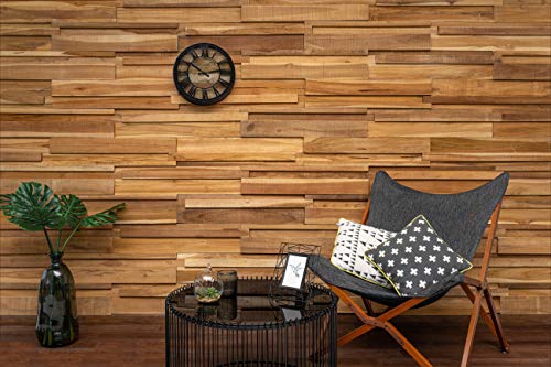 Woodywalls Long 3D Wall Panels | Wood Planks Are Made From 100% Teak | Each Wood Panel Is Handmade And Unique | Premium Set Of 6 3D Wall Decor Panels | Diy Wood Panels (9.2 Sq.ft.) Canyon #TOP2