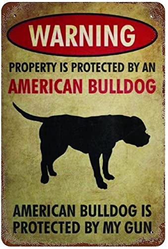 beware of dog bulldog sign - Warning Dog Classic Tin Signs Beware of American Bulldog Outdoors Wall Decor Yard Signs Home Decor Classic Aesthetic Art Signs 8 x 12 inch