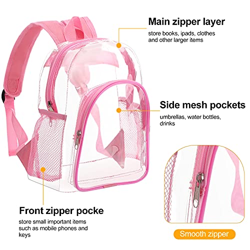 2 Pieces Cute Clear Backpack Plastic Transparent Bookbag See Through Plastic Bookbag For 1-5 Year Old Kindergarten Children (Black, Pink) #TOP5