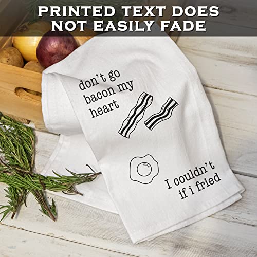 Don't Go Bacon My Heart 18X24 Inch Funny Kitchen Towel Saying, Bacon Dish Towel, Bacon Hand Towel Bacon Kitchen Towel Funny Dish Towel Saying Funny Saying Kitchen Towel Funny Tea Towel Funny Towel #TOP7