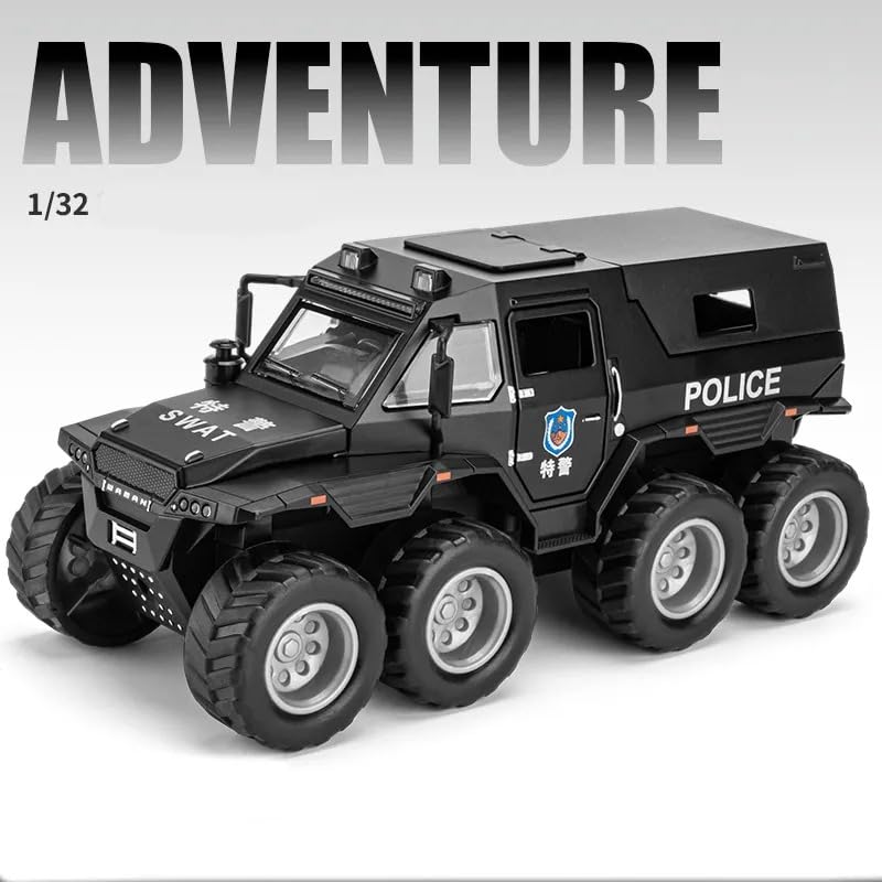 Image of 1:32 SCALE Exclusive Alloy Metal Pull Back Die-cast Car Scale Model with Sound Light Mini Auto Toy for Kids Metal Model Toy Car with Sound and Light?New Version? (8x8 SUV Pickup 1 - Multicolour)
