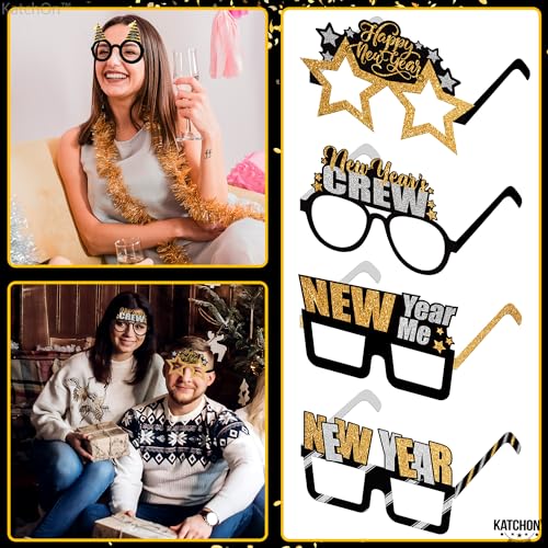 KatchOn, Happy New Year Glasses 2024 - Pack of 6 | Happy New Years Eve Glasses for Happy New Years Decorations 2024 | Happy New Year Eye Glasses, New Years Eve Party Supplies 2024 | NYE Party Supplies