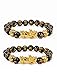 Goldenlight 2 Pcs Pi Xiu Bracelet Feng Shui Black Obsidian Wealth Bracelet for Women Men Adjustable Elastic