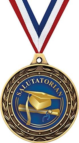 Salutatorian Gold Duo Medal, 3" Graduation Prizes, Kids Salutatorian Trophy Medal Awards