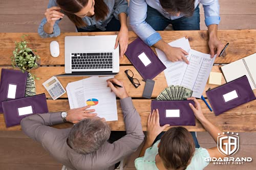 Money Bank Deposit Bag With Zipper | 11X6 Inch | Purple | Durable Leatherette Money Cash Coin Check Wallet Pouch For Men & Women With Framed Id Window And Blank Card | By Gidabrand (7) #TOP4