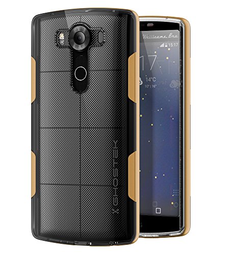 LG V10 Case, Ghostek Cloak Series for LG V10 Slim Hybrid Impact Armor Cover Carrying Case | HD Screen Protector Exchange | Aluminum Bumper | Ultra Fit | Clear TPU (Gold)