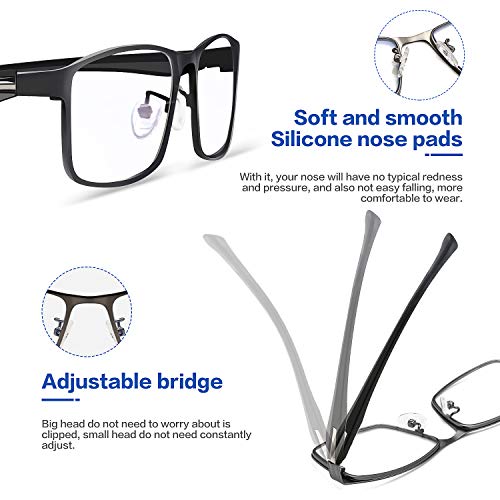 Stamen Blue Light Blocking Glasses for Men, Anti Eye Strain/Glare Better Sleep, Computer/Gaming Blue Blocker Glasses (Silver Grey)