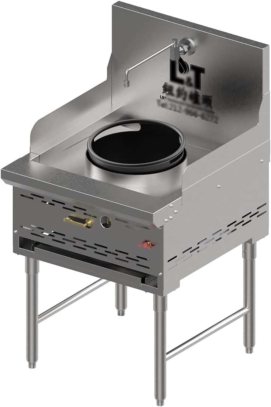 Pantin (Propane Gas) 13" Single Chamber Commercial Restaurant Stainless Steel Compact Wok Range - 128,000 BTU