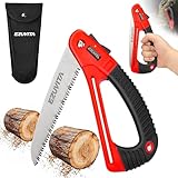 EZUVITA 7 Inch Folding Saw with EDC Pouch, Lightweight Hand Pruning Saw with Curved Grip, Triple-Cut Razor Teeth for Wood Cutting, Tree Trimming, Gardening, Camping, Hiking, Hunting