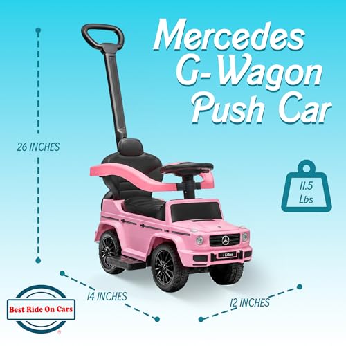 Image of Best Ride On Cars 3 in 1 Mercedes G-Wagon Push Car for Toddlers 1 to 3 Years Old, Kids Outdoor Stroller with Music, Horn Sounds, Realistic Driving Experience, Pink