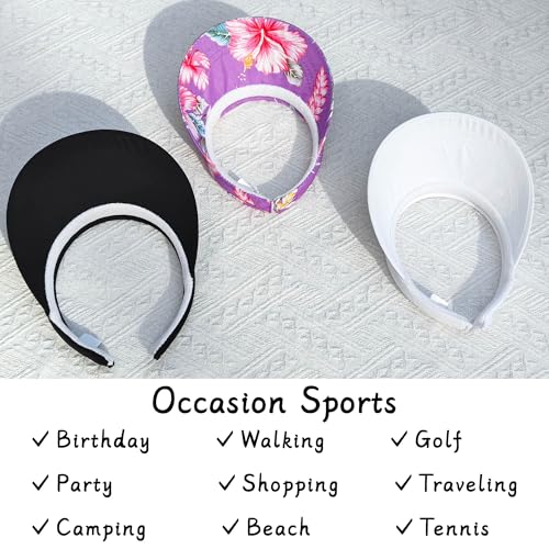Image of 3 Pack Sports Sun Visor Hat Women Men Adjustable Clip On Visors Outdoor Golf Beach Cap