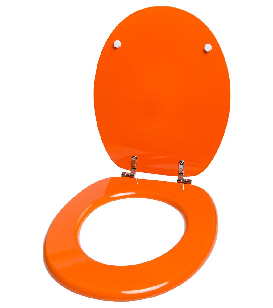 Sanilo Abattant WC, Grande sélection de lunettes de toilette en unis, Finition de haute qualité, Charnières robustes, Fixation facile (Orangé)