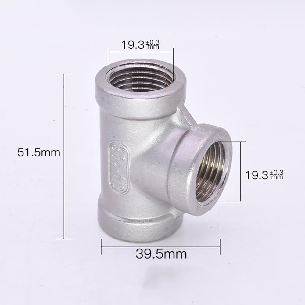 1/8" 1/4" 3/8" 1/2" 3/4" 1" to 2" BSPT Female Tee 3 Ways 304 Stainless Steel Pipe Fitting Water Gas Oil NWPNLXEA(1-1/4")
