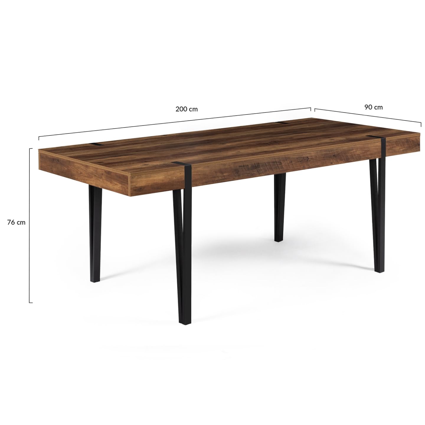 IDMarket – Mesa de comedor rectangular Austria para 10 personas, madera, pie de alfiler, 200 cm